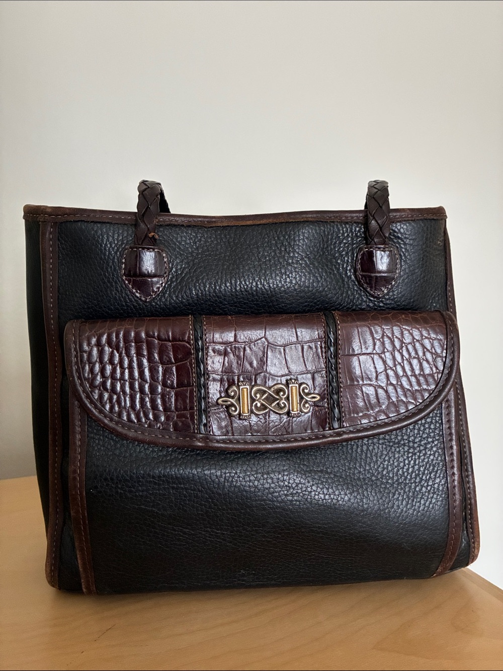 Brighton Black and Brown Leather Shoulder Bag